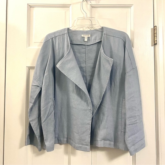 Eileen Fisher Jackets & Blazers - Eileen Fisher Light Blue Linen Kimono Jacket - Size Petite Medium